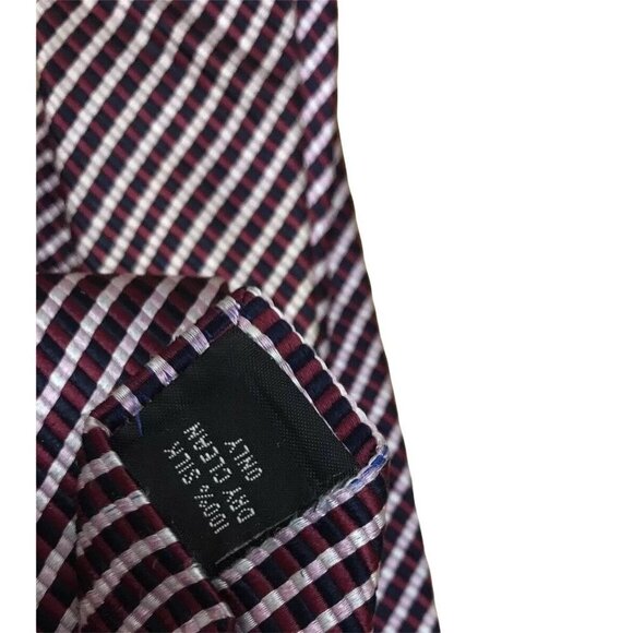 Moss 1898 Mens Tie Red White Blue 100 Silk Designer Classic Thin Striped - Picture 2 of 3